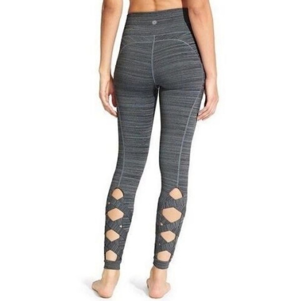 Athleta Women’s Cut Out Leg Space Dye Chaturanga Leggings in Grey Size Medium